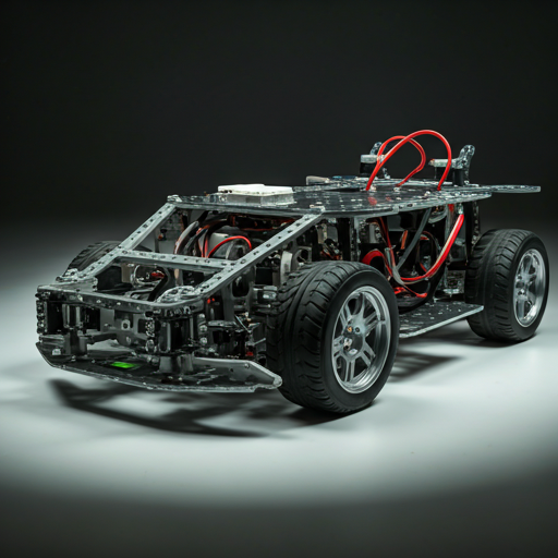 Autonomous modular robotic car chassis on a laboratory surface.